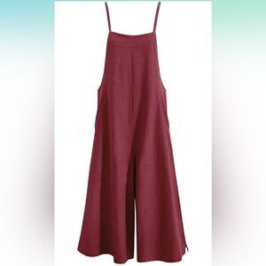 Women Casual Loose Long Bib Pants Wide Leg Jumpsuits Baggy Cotton Rompers